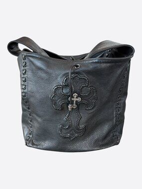 Chrome Hearts Black Filigree Cross Patch Bag